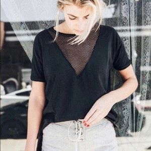 NWT RAGDOLL VINTAGE MESH TEE Faded Black